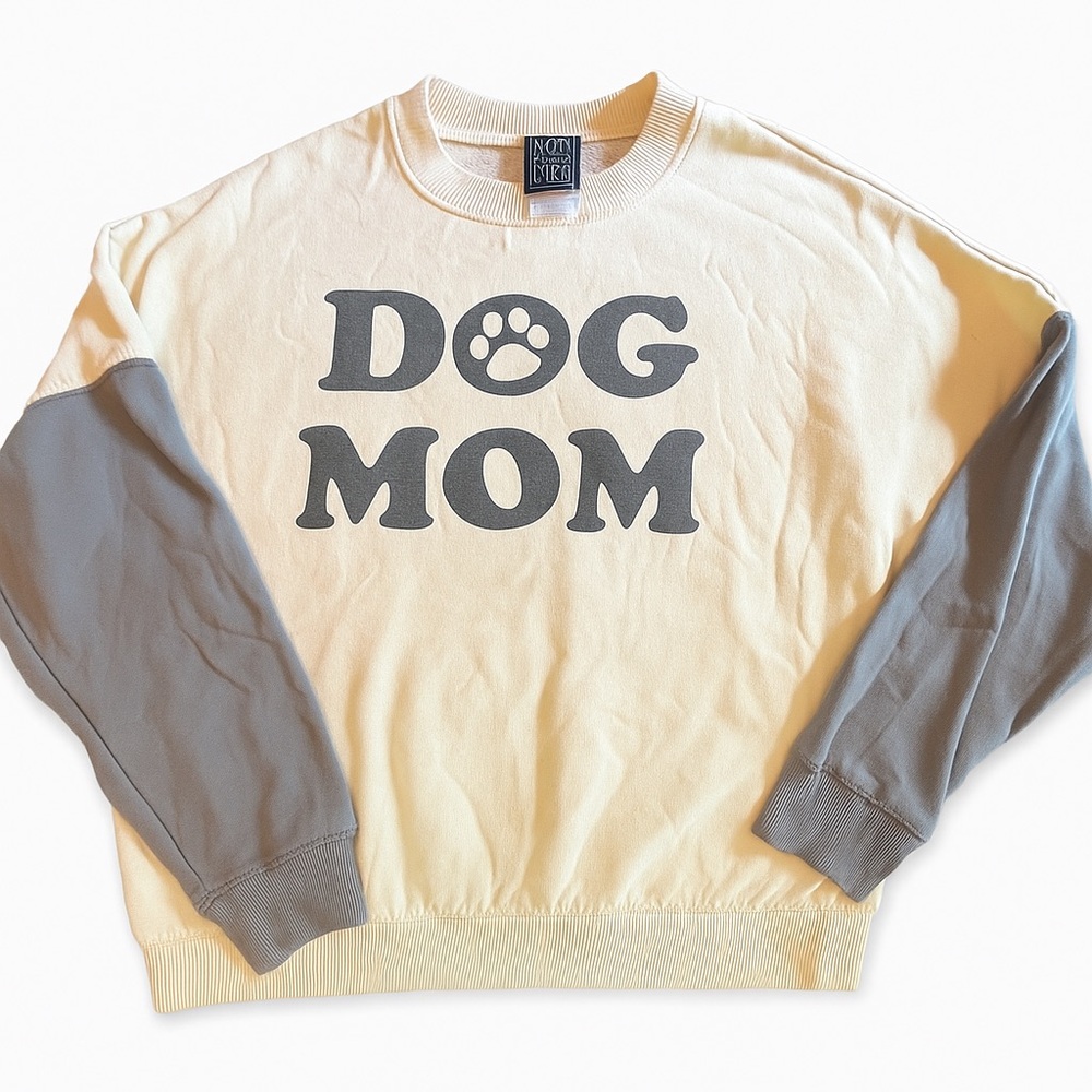 Modern Lux “Dog Mom” Sweatshirt | XS | Colorblock Cream + Gray